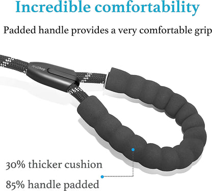 Durable Slip Lead Dog Leash with Padded Handle and Highly Reflective Threads, No Pull Dog Training Leash, (1/2" X 6 FT, Black)